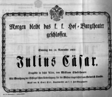 Theaterzettel (Oper und Burgtheater in Wien) 18621116 Seite: 1