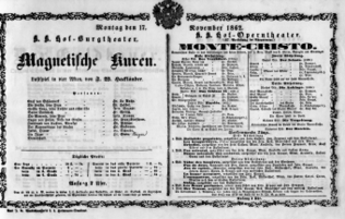 Theaterzettel (Oper und Burgtheater in Wien) 18621117 Seite: 1