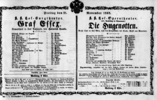 Theaterzettel (Oper und Burgtheater in Wien) 18621121 Seite: 1