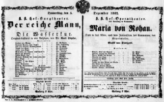 Theaterzettel (Oper und Burgtheater in Wien) 18621204 Seite: 1