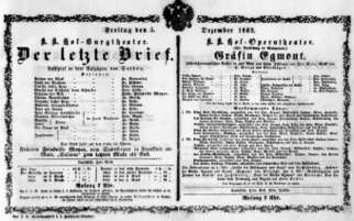 Theaterzettel (Oper und Burgtheater in Wien) 18621205 Seite: 1