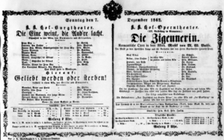 Theaterzettel (Oper und Burgtheater in Wien) 18621207 Seite: 1