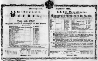Theaterzettel (Oper und Burgtheater in Wien) 18621208 Seite: 1
