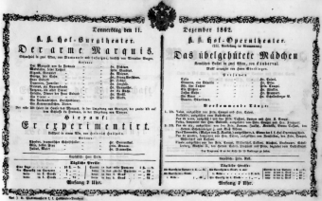 Theaterzettel (Oper und Burgtheater in Wien) 18621211 Seite: 1