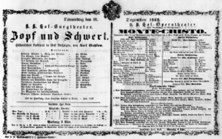 Theaterzettel (Oper und Burgtheater in Wien) 18621218 Seite: 1