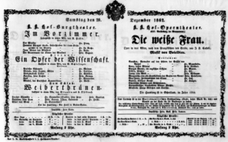 Theaterzettel (Oper und Burgtheater in Wien) 18621220 Seite: 1