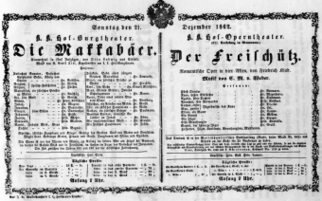 Theaterzettel (Oper und Burgtheater in Wien) 18621221 Seite: 1
