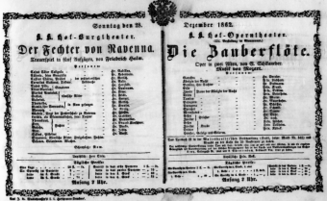Theaterzettel (Oper und Burgtheater in Wien) 18621228 Seite: 1