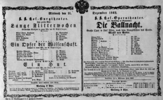 Theaterzettel (Oper und Burgtheater in Wien) 18621231 Seite: 1