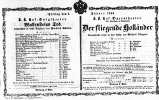 Theaterzettel (Oper und Burgtheater in Wien) 18630102 Seite: 1