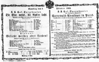 Theaterzettel (Oper und Burgtheater in Wien) 18630103 Seite: 1