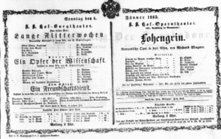 Theaterzettel (Oper und Burgtheater in Wien) 18630104 Seite: 1