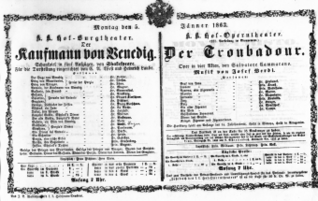 Theaterzettel (Oper und Burgtheater in Wien) 18630105 Seite: 1