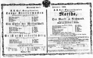 Theaterzettel (Oper und Burgtheater in Wien) 18630107 Seite: 1