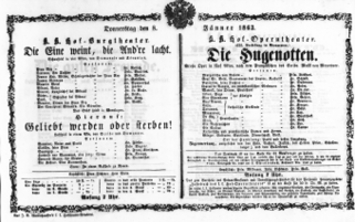 Theaterzettel (Oper und Burgtheater in Wien) 18630108 Seite: 1