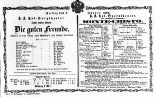 Theaterzettel (Oper und Burgtheater in Wien) 18630109 Seite: 1