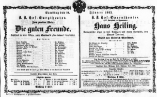 Theaterzettel (Oper und Burgtheater in Wien) 18630110 Seite: 1