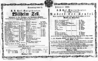 Theaterzettel (Oper und Burgtheater in Wien) 18630111 Seite: 1