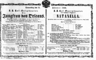 Theaterzettel (Oper und Burgtheater in Wien) 18630115 Seite: 1