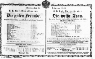 Theaterzettel (Oper und Burgtheater in Wien) 18630116 Seite: 1