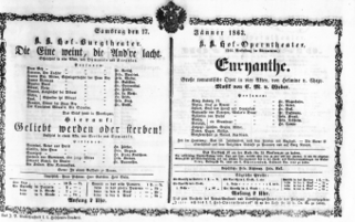 Theaterzettel (Oper und Burgtheater in Wien) 18630117 Seite: 1
