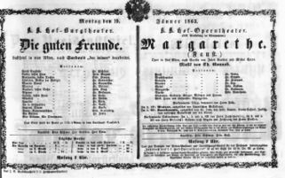 Theaterzettel (Oper und Burgtheater in Wien) 18630119 Seite: 1