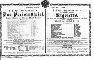 Theaterzettel (Oper und Burgtheater in Wien) 18630120 Seite: 1