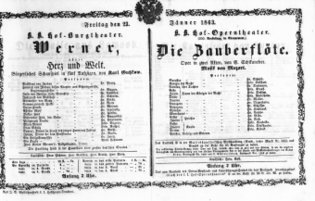 Theaterzettel (Oper und Burgtheater in Wien) 18630123 Seite: 1