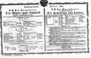 Theaterzettel (Oper und Burgtheater in Wien) 18630124 Seite: 1
