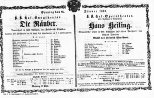 Theaterzettel (Oper und Burgtheater in Wien) 18630125 Seite: 1