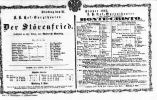 Theaterzettel (Oper und Burgtheater in Wien) 18630127 Seite: 1