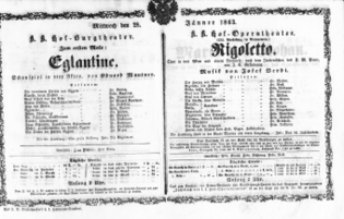 Theaterzettel (Oper und Burgtheater in Wien) 18630128 Seite: 1