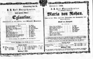 Theaterzettel (Oper und Burgtheater in Wien) 18630129 Seite: 1