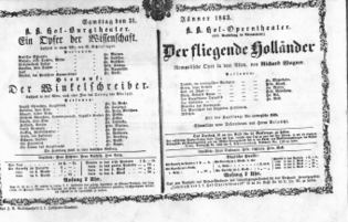 Theaterzettel (Oper und Burgtheater in Wien) 18630131 Seite: 1