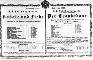 Theaterzettel (Oper und Burgtheater in Wien) 18630201 Seite: 1