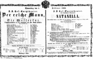 Theaterzettel (Oper und Burgtheater in Wien) 18630205 Seite: 1