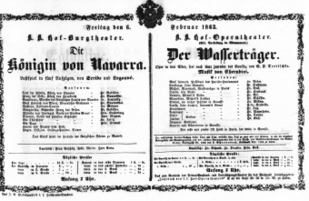 Theaterzettel (Oper und Burgtheater in Wien) 18630206 Seite: 1