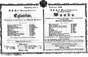Theaterzettel (Oper und Burgtheater in Wien) 18630207 Seite: 1