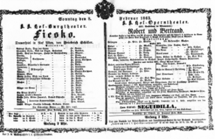 Theaterzettel (Oper und Burgtheater in Wien) 18630208 Seite: 1