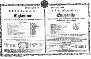 Theaterzettel (Oper und Burgtheater in Wien) 18630210 Seite: 1