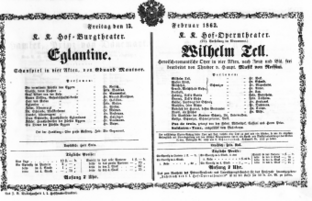 Theaterzettel (Oper und Burgtheater in Wien) 18630213 Seite: 1