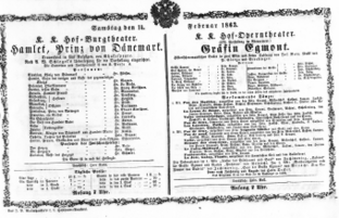Theaterzettel (Oper und Burgtheater in Wien) 18630214 Seite: 1