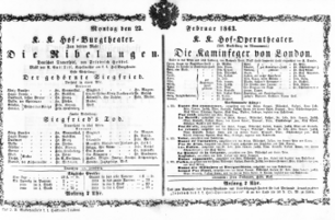 Theaterzettel (Oper und Burgtheater in Wien) 18630223 Seite: 1