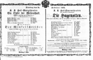 Theaterzettel (Oper und Burgtheater in Wien) 18630224 Seite: 1