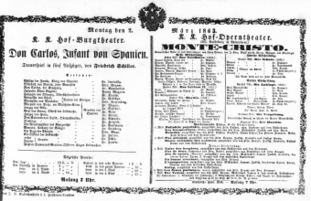 Theaterzettel (Oper und Burgtheater in Wien) 18630302 Seite: 1
