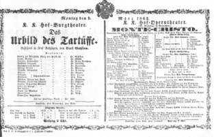Theaterzettel (Oper und Burgtheater in Wien) 18630309 Seite: 1