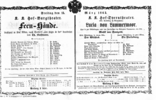 Theaterzettel (Oper und Burgtheater in Wien) 18630313 Seite: 1