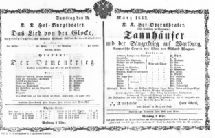 Theaterzettel (Oper und Burgtheater in Wien) 18630314 Seite: 1