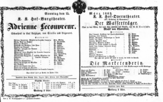 Theaterzettel (Oper und Burgtheater in Wien) 18630315 Seite: 1