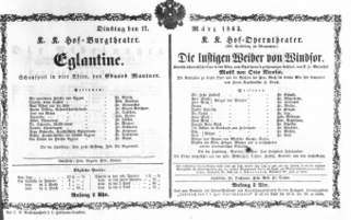 Theaterzettel (Oper und Burgtheater in Wien) 18630317 Seite: 1
